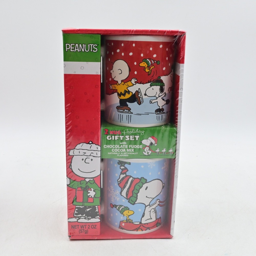 Peanuts Snoopy Charlie Brown Holiday 2 Mug Gift Set with Cocoa Mix Galerie